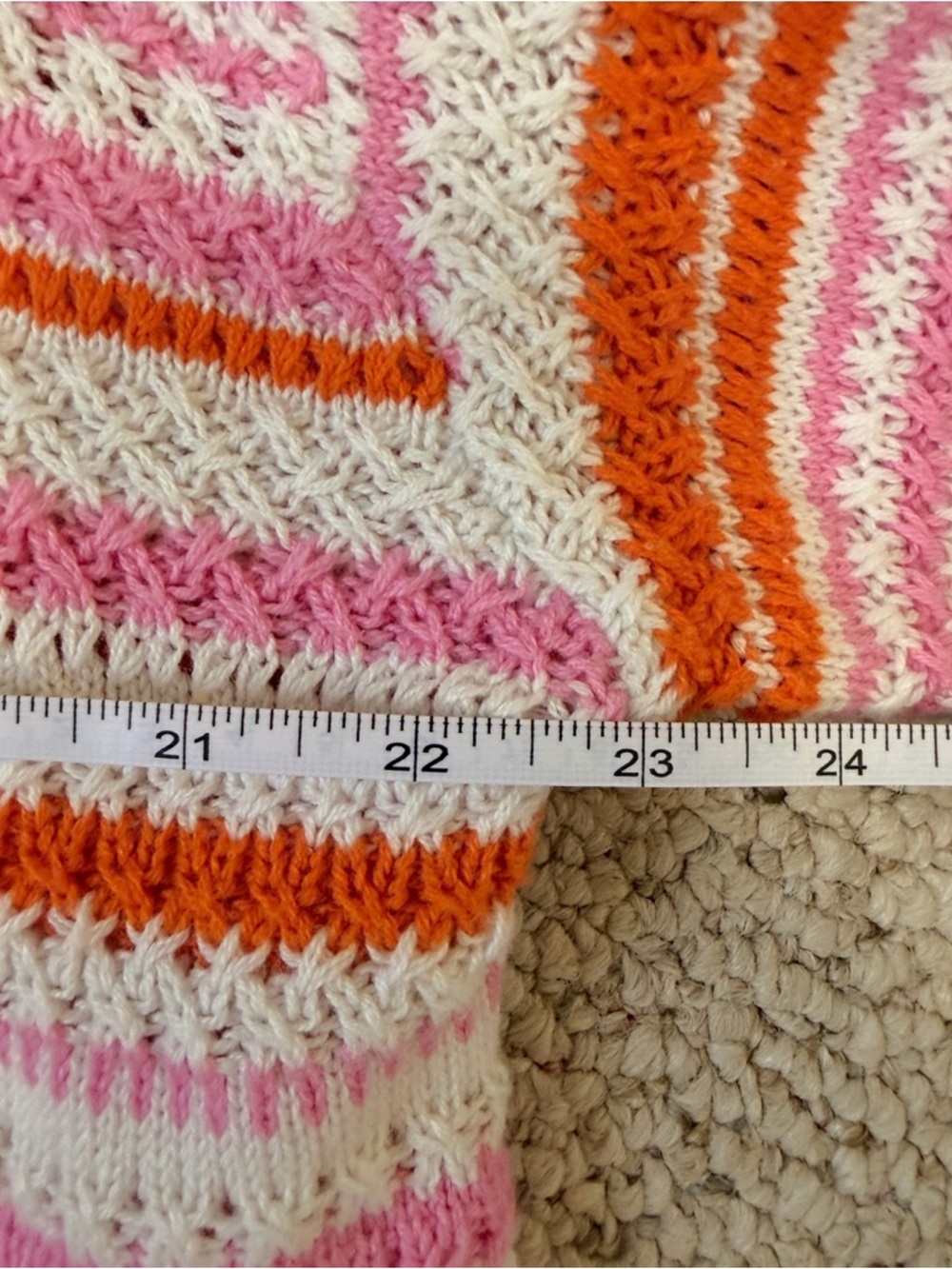 Sincerely Jules Striped Open Knit Sweater Pink Orange Cream Size Small - Picture 5 of 5
